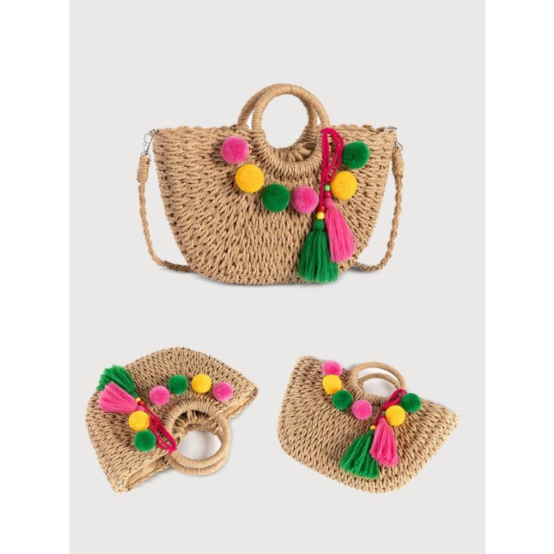 Arrival Women's Paper Straw Woven Bag - Shell Accents Tote & Crossbody Bag for Vacation Essentials & Trendy Outfits