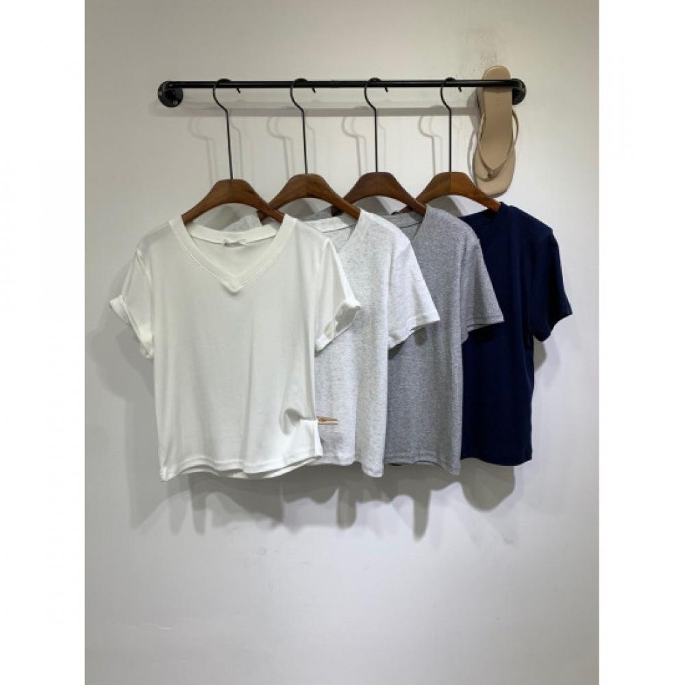 C S In The Room Connie Ribbed V neCk ShorT SleeVe T ShirT 4 ColorS