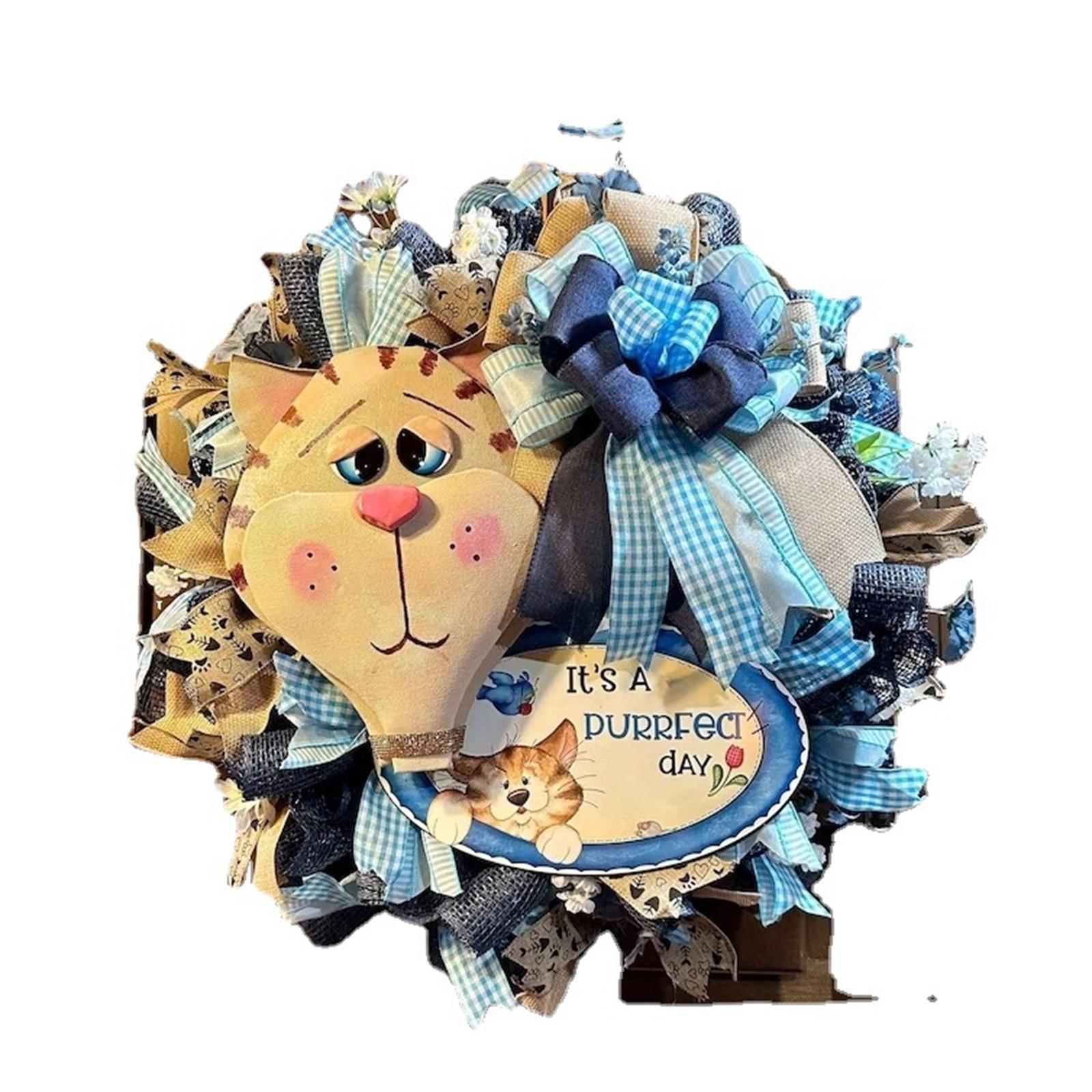 

Милый кот, дверная вывеска, венок, деревенский знак приветствия, декор для передней двери, настенный декор для сада, домашней комнаты, весенняя дверь, подвесные украшения для дома и улицы