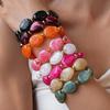 Trendy Colorful Marbled Irregular Oval Bead Elastic Bracelets Boho Resin Geometric Beaded Bangles Bracelet 2026 Fashion Jewelry