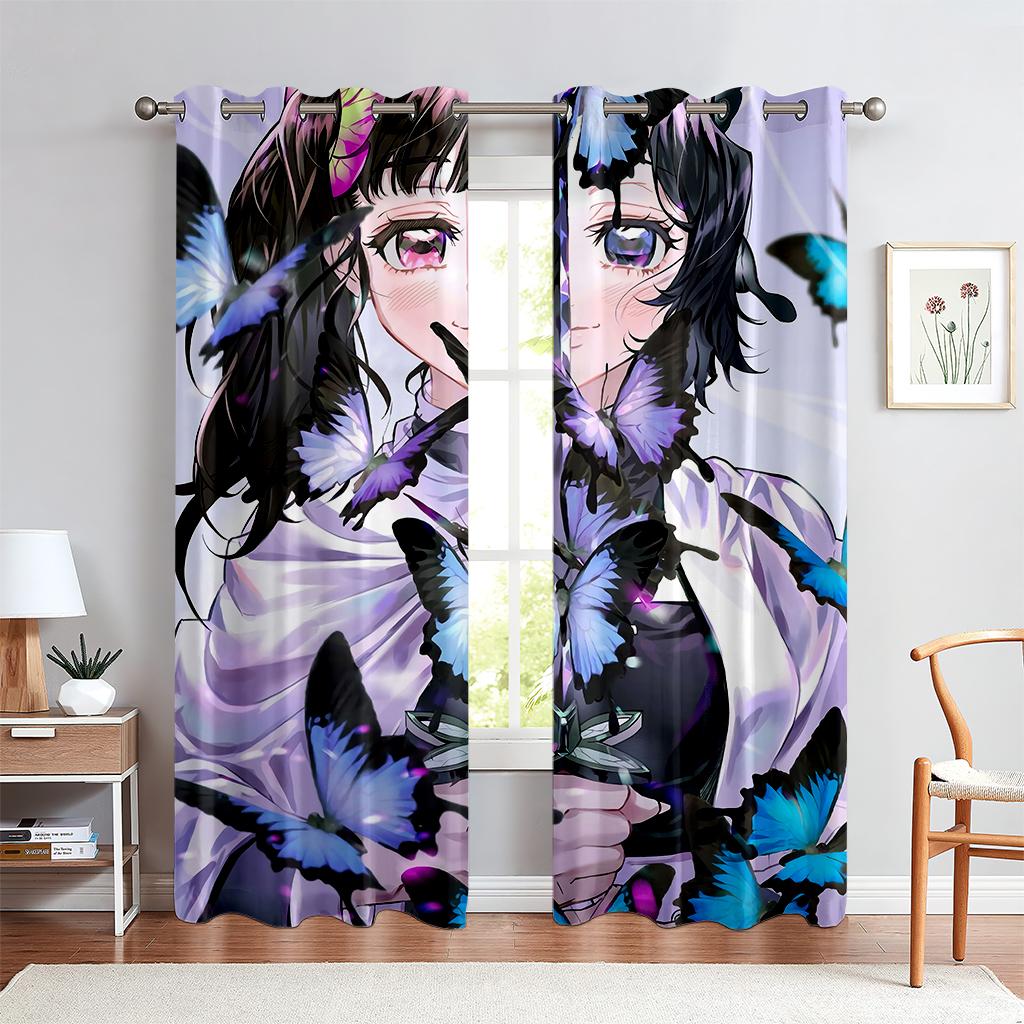 3D Cartoon Anime Character Curtains Children's Favorite Bedroom Decor Anime Curtains 2 Panels Boy Girl Room Den Window Decor