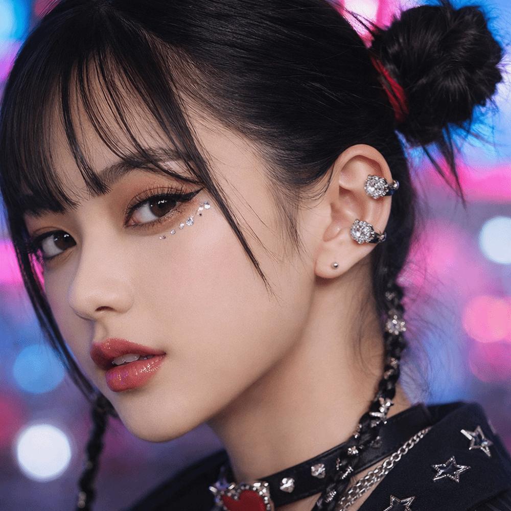 Adjustable Zircon Hoop Earrings Round Jewelry New Piercing Shiny Ear Buckles  Banquet