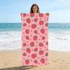 Strawberry Print Beach Towel Microfiber Quick Dry Absorbent Oversized Bath Towel Sand Free Swim Towel for Travel Swimming Pool