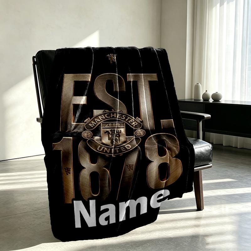 Custom Name Personalized Manchester United F.C Print Blankets, Home Decor, Bedroom, Sofa, Camping, Couch, Gifts for Birthday Christmas