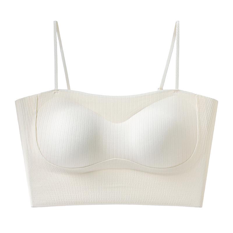 Spaghetti Strap Backless Chest Pad Bandeau - Invisible Wire-Free Women s Summer Off-the-Shoulder Underwear