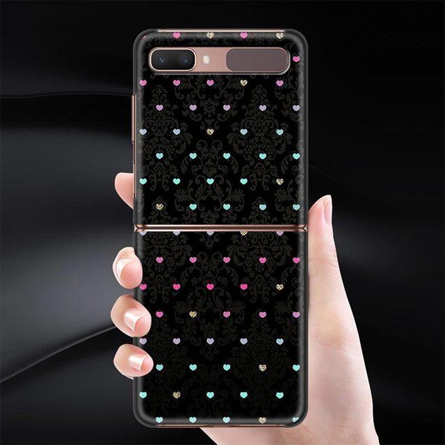 Schwarz Harte Telefon Fall Für Samsung Galaxy Z Flip 3 4 Abdeckung Für Zflip 5g Luxus Zurück Capa Dünne fundas Tasche Tier Nette Liebe Herz