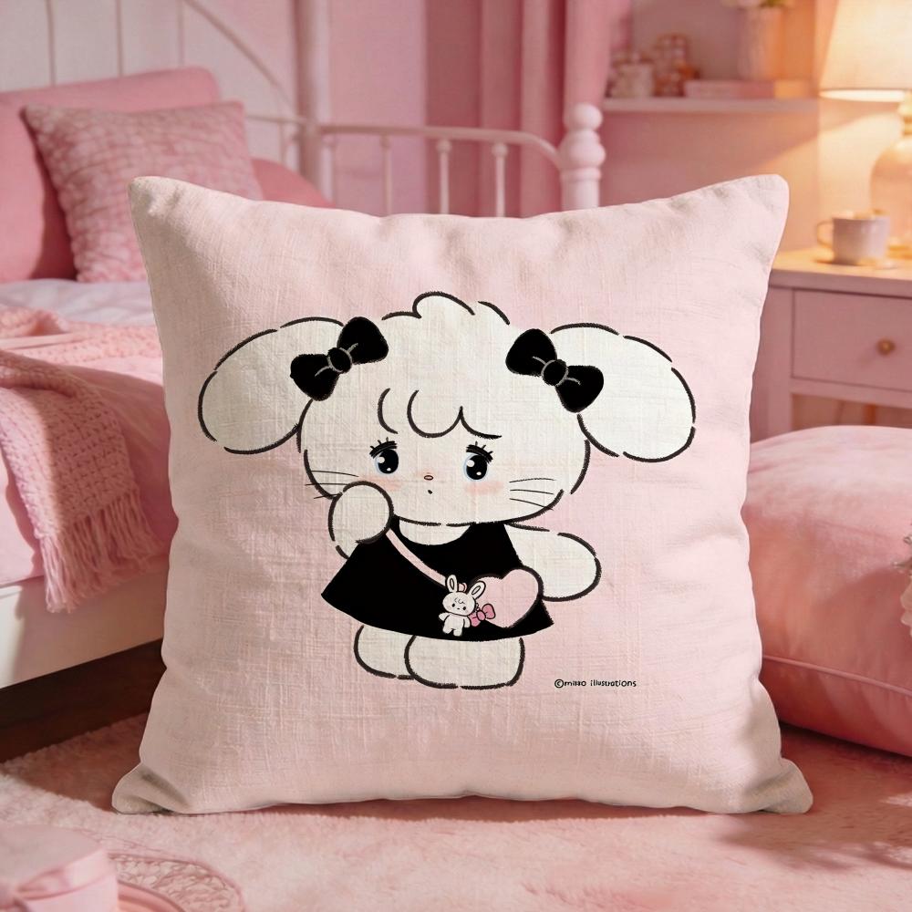 MMikkoS Cute Cat Cartoon Cushion Cover Premium Comfort Reversible Pillow Cove Two In One Design For Any Room  Car Interior