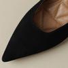 Plus Size 34-42 Women's Natural Suede Leather Sheepskin Patchwork Kitten Heel Pointed Toe Mary Jane Pumps Elegant Ladies Heels