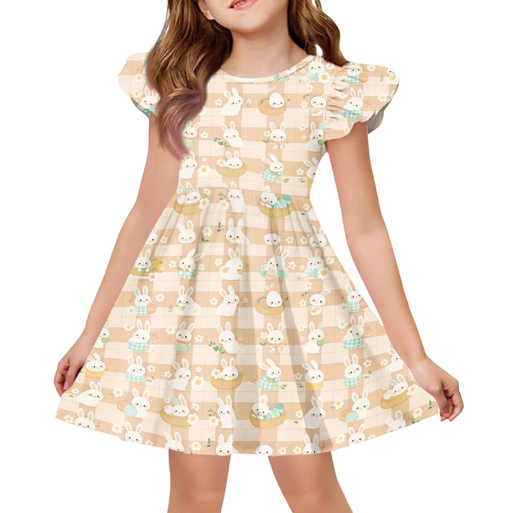 Girls' Summer Princess Dress - A-Line T-Shirt Dress Easter Day