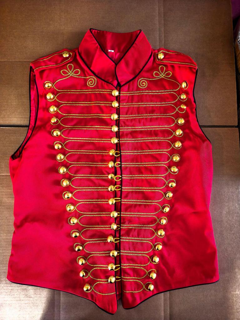 Men's Red Gothic Steampunk Medieval Drummer Vest Costume