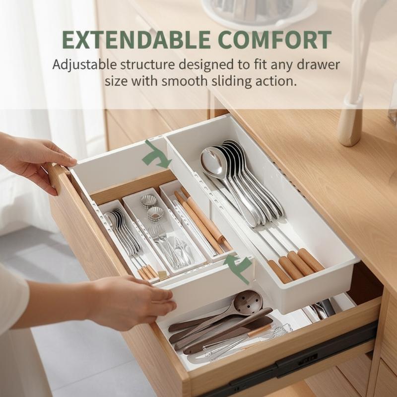 Universal Draw Organizer Expandable Plastic Multi Size Durable Storage Tray for Office Desk Kitchen Bathroom Use