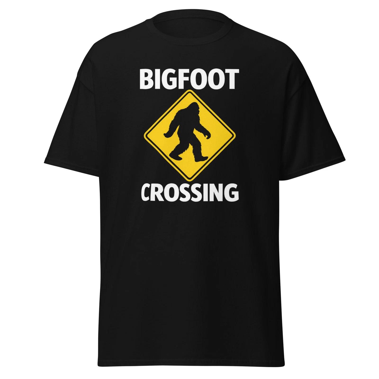 Bigfoot Crossing - Funny Sasquatch Crossing Sign Parody T-Shirt, Unisex S