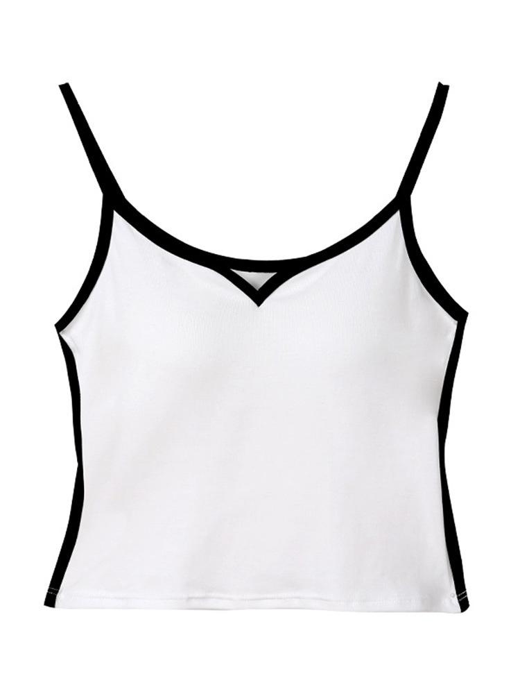 2026 Spring-Summer Women's V-Neck Cotton Camisole with Built-in Bra, Slim Fit Inner/Outer Wear