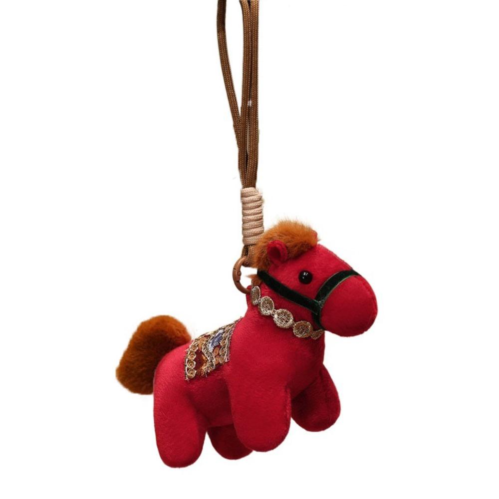 Creative Plush Pony Keychain Mascot Doll New Year Horse Hanging Funny Pony Key Ring Bag Key Decor
