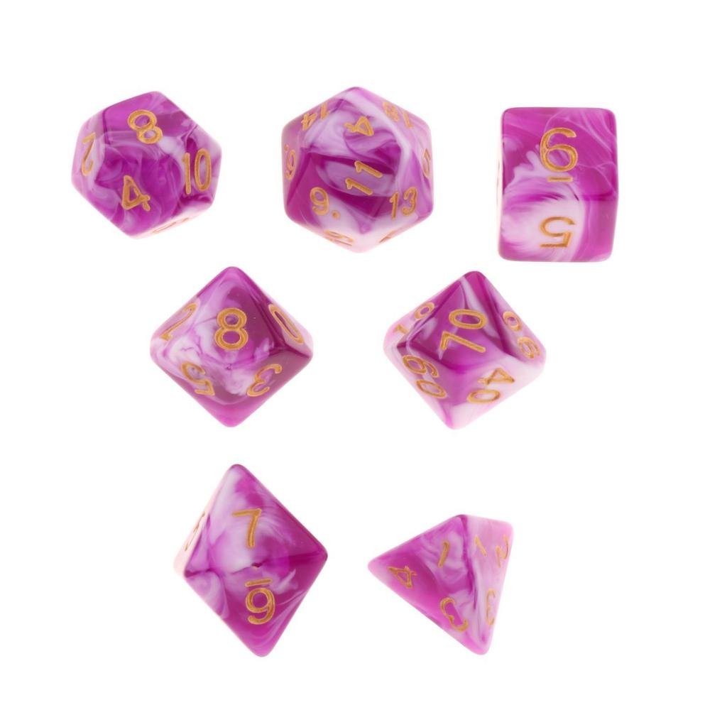 7pcs/set Double-Colors Acrylic Polyhedral Dice Set D8 D10 D10% D12 D20 for Board Games Family Games RPG