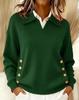 2025 Women's Loose Fit Long Sleeve Casual Lapel Pullover Sweater