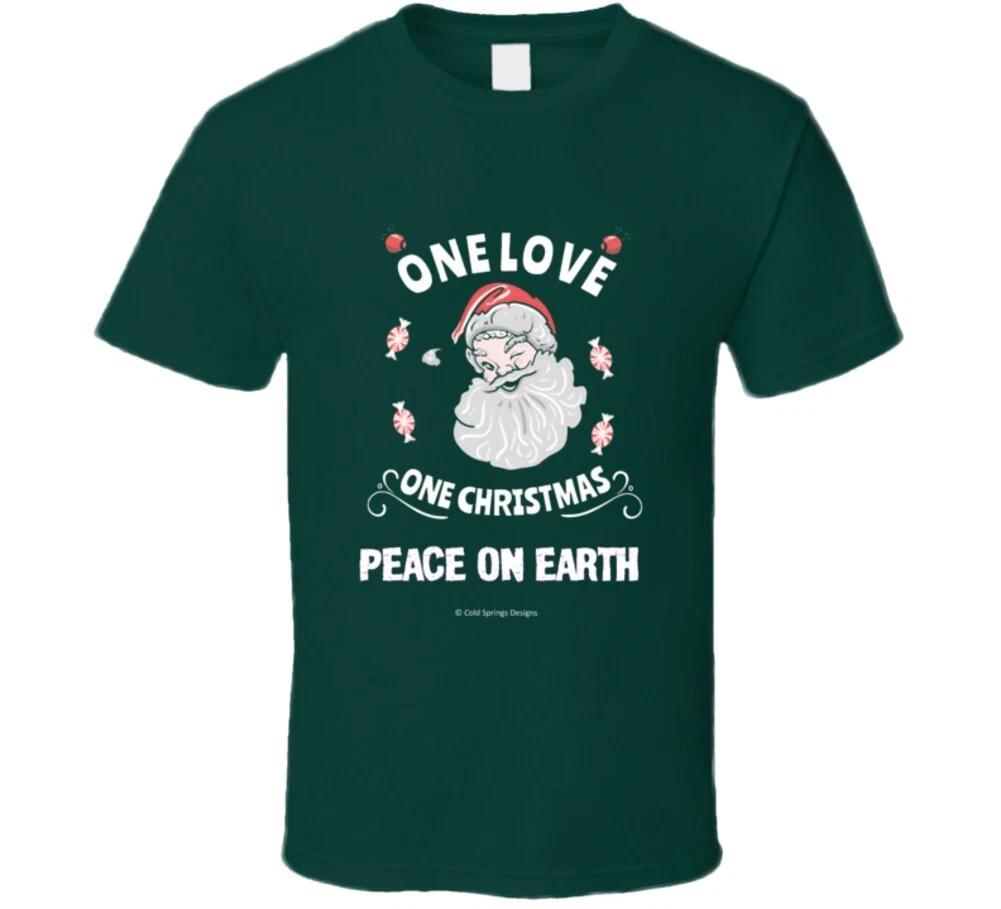 One Love One Christmas Peace On Earth Santa Holiday Gift T Shirt S