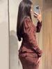Elegant Retro Slim Long Sleeve Dress for Women - Spring 2025 Collection