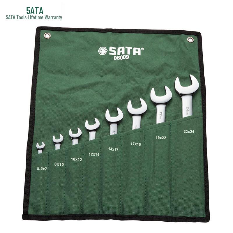 SATA 8-Piece Fully Polished Double Open-End Wrench Set