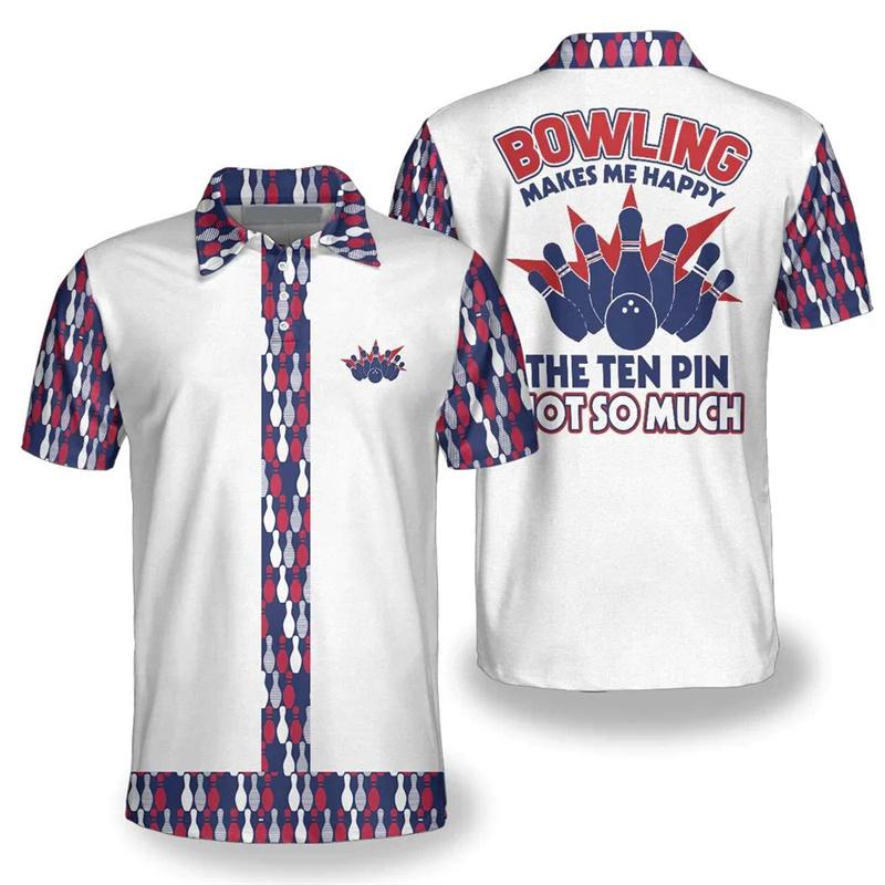 3D Print Bowling Ball Polo Shirts For Men Ninepins Player Pattern Short Sleeves Fashion Casual Sport Street Tops Oversized Tees