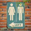 Retro Metal Tin Sign Restroom Arrow Directional, 2D Flat Wall Art, Fun Bathroom Décor, Unisex, 1pc