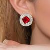 Palace Style Shiny Cubic Zirconia Square Stud Earrings - Silver Luxury Design for Women