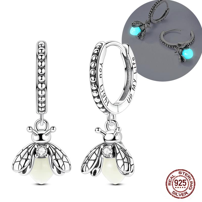 Sparkling Women Hoop Earrings 925 copper Heart Shape Star Moon Round Blue Zircon Fit Origina Drop Earrings Zircon Holiday gifts