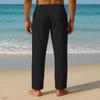 Men's Loose Fit Drawstring Waist Casual Pants Lightweight Breathable Cotton Linen Blend Relaxed Fit Trousers for Everyday Wear