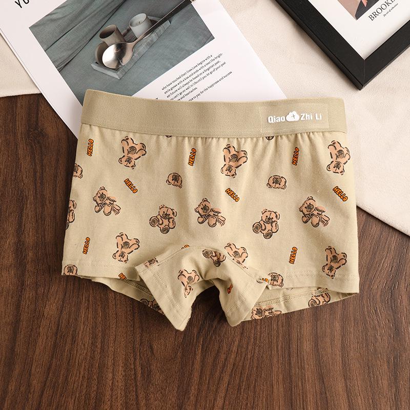 

Жіночі милі бавовняні боксери з ведмедиками - Зручна, дихаюча, антибактеріальна білизна середньої посадки для дівчат та студенток 2X Large світло-зелений колір