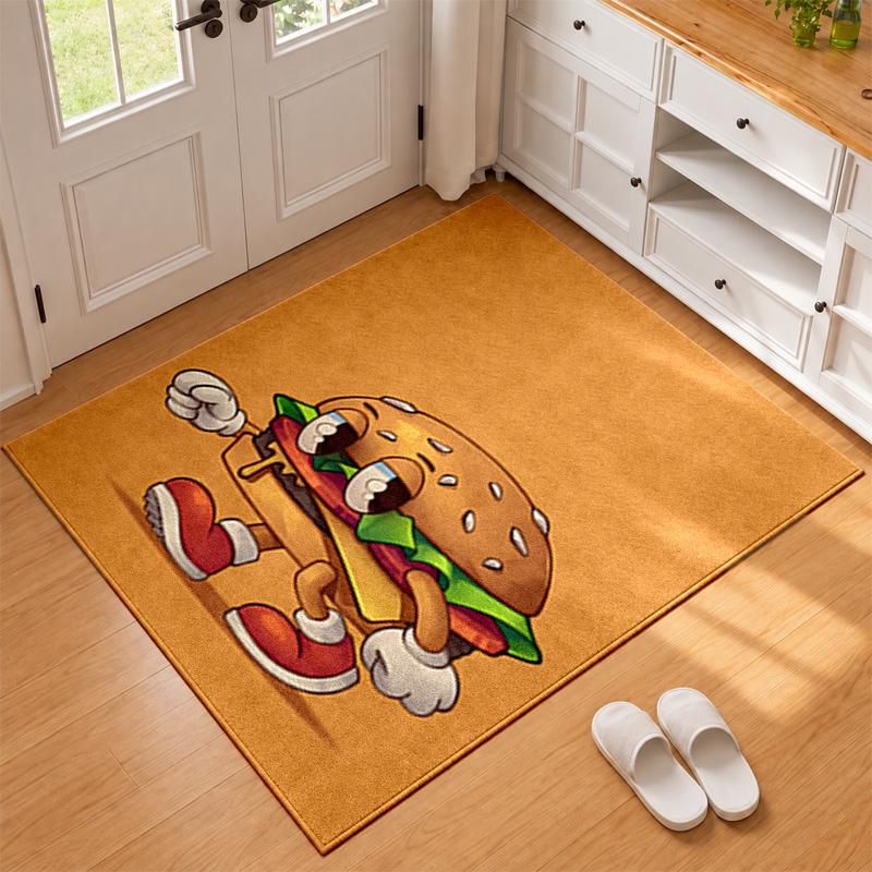 Burger Pommes Carpet Door Mat for Living Room or Bedroom Protective Mat Under Chair Office Decoration Christmas Gift Birthday Present