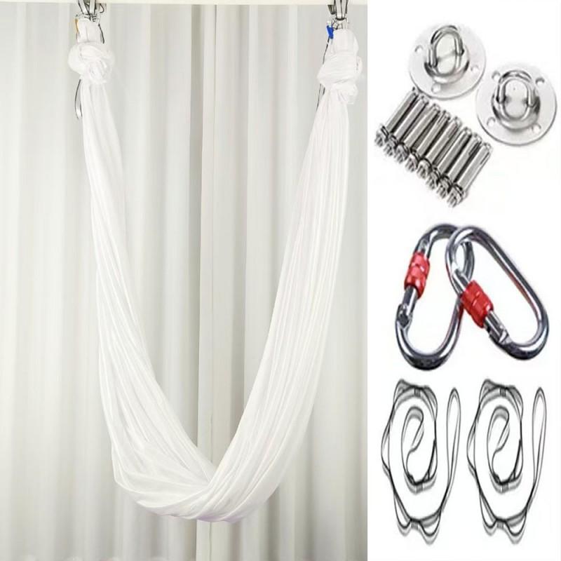 Aerial Yoga Hammock Set With Stretchy Fabric Home Gym Studio Practice Indoor Fitness Suspension Trainer