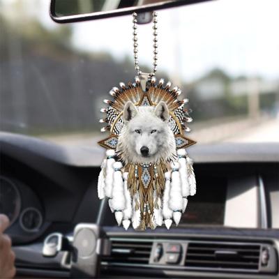 New Acrylic Flat 2D Car Interior Rearview Mirror Decorative Pendant, Car Keychain Backpack Accessories Pendant