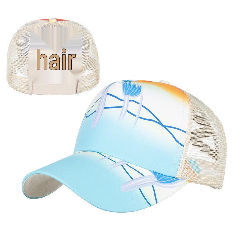 Elastic Mesh Ponytail Baseball Cap - Duckbill Sun Hat