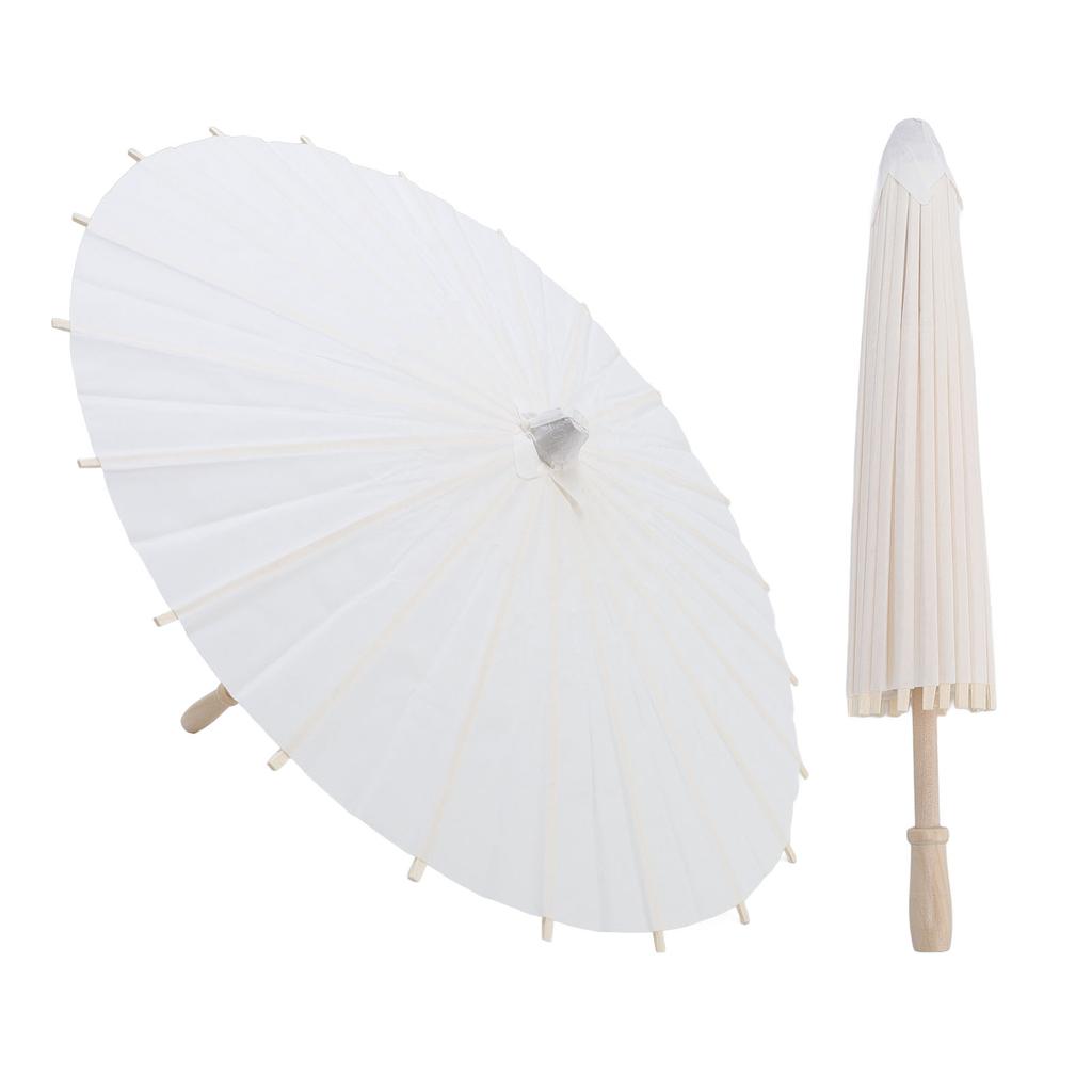 2PCS White Paper Umbrella Oiled Paper Painting Decorative Chinese Style Umbrella for Wedding Photo Props