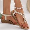 Fashion Women's Summer Braided Strap Wedge Sandals Elastic Band Clip Toe Gladiator Sandals Woman Roman Style Comfortable Beach Shoes