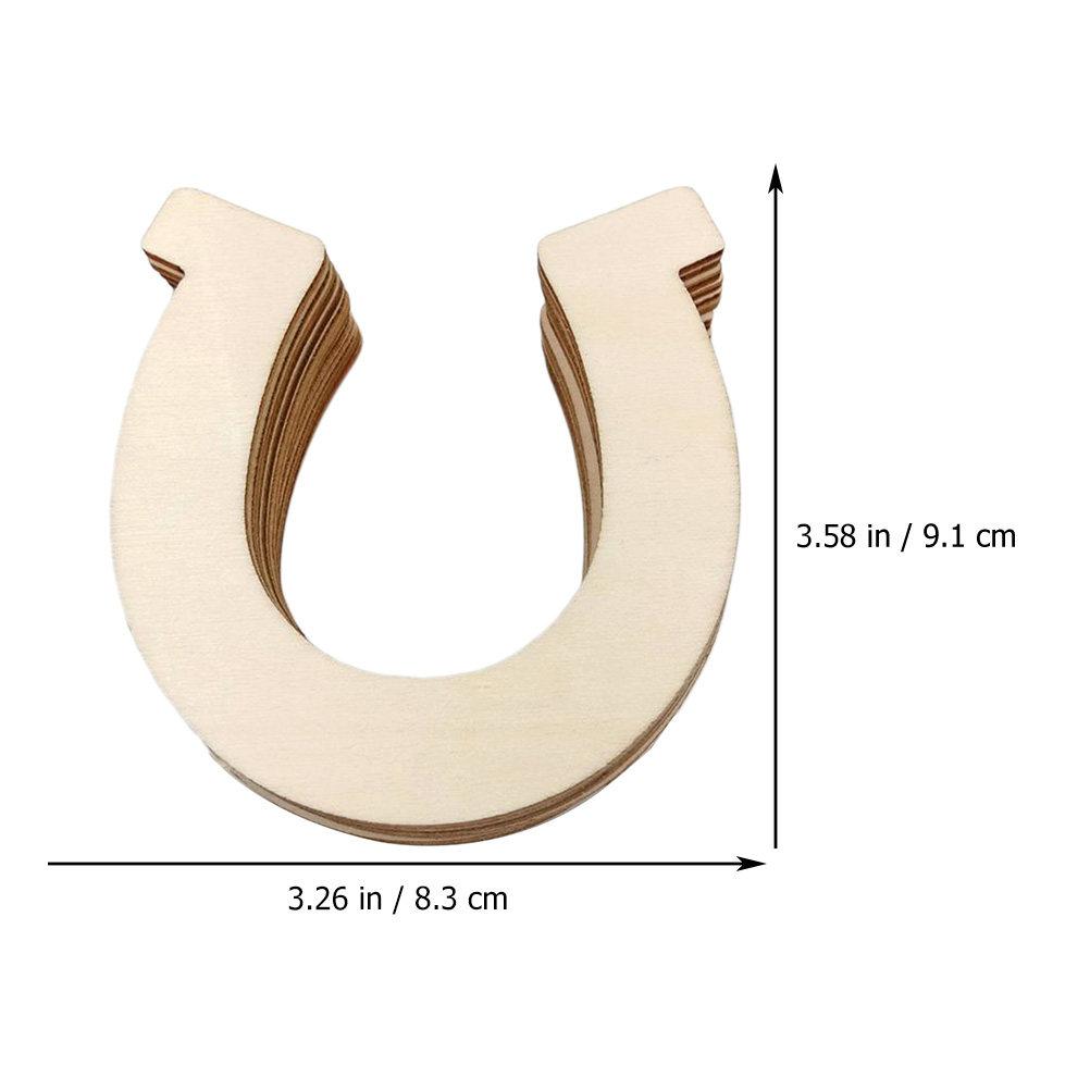 10Pcs DIY Horseshoe Wood Slices Unfinished Wooden Cutouts Light Weight Easy To Color Double Sided Kids Painting Crafts Room