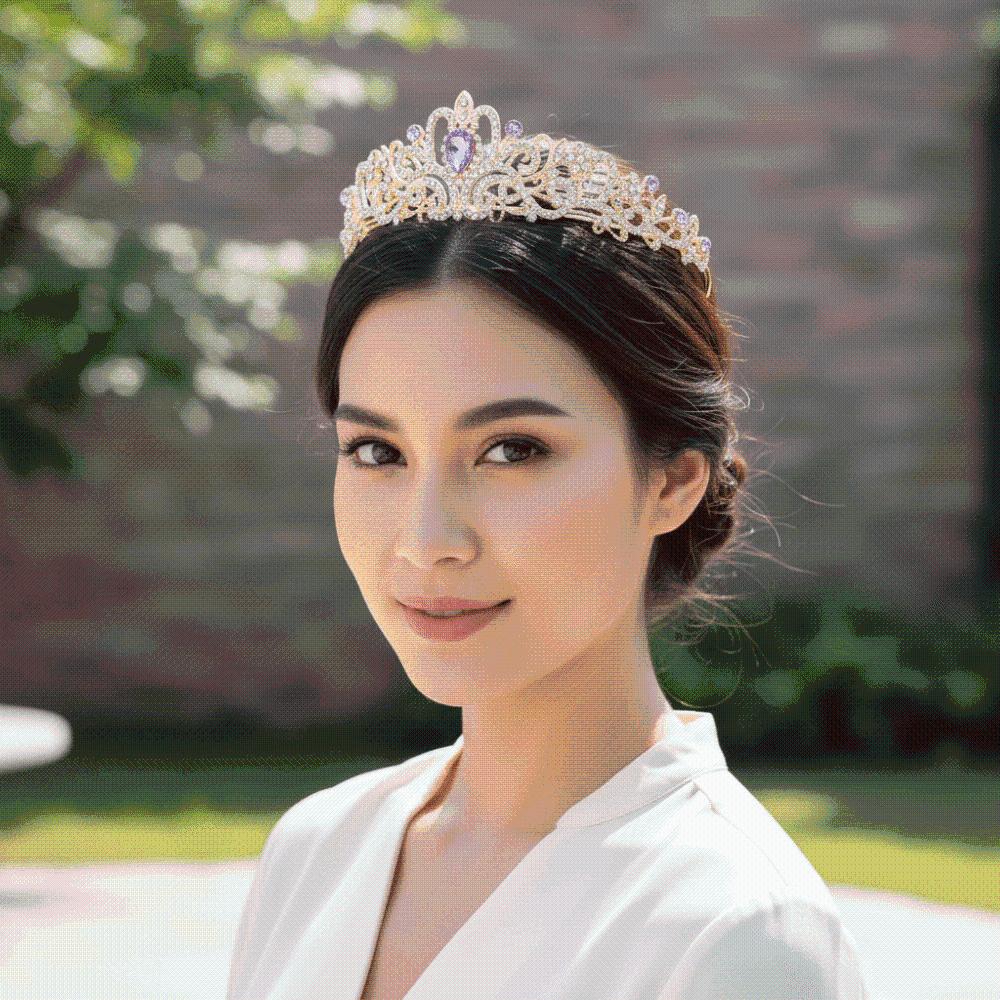Trendy Vintage Baroque Crown Golden Shiny Queen Tiara Crown Hair Ornaments Alloy Ancient Greece Tiara Party