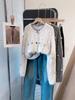Handmade Floral Round Neck Sweater Coat for Women - 2026 Autumn/Winter Loose Lazy Style Thick Knit Cardigan