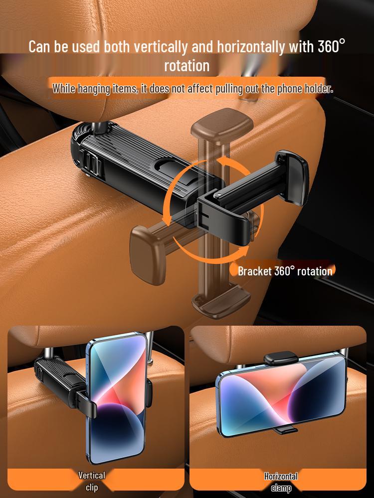 Rear Seat Car Phone Holder & Hook Combo