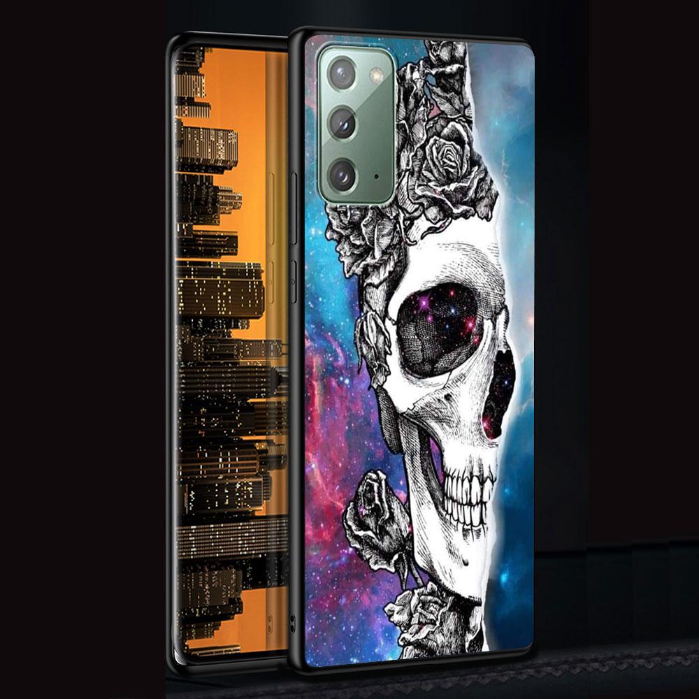 Retro Skull Butterfly Case for Samsung Galaxy Note 20 Ultra 10 Lite 9 8 A53 A52 S23 S22 S21 S20 Plus Silicone Black Phone Cover