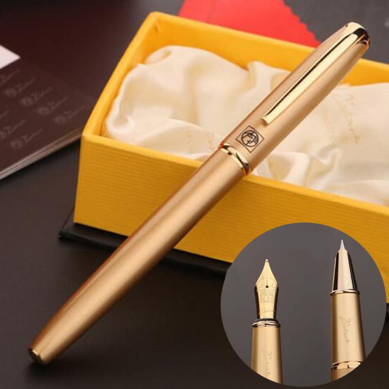 Picasso 916 Pimio Malage Golden Metal Fountain Pen Extra Fine/Medium 0.38/0.5mm Nib Professional Stationery Writing Pen Gift