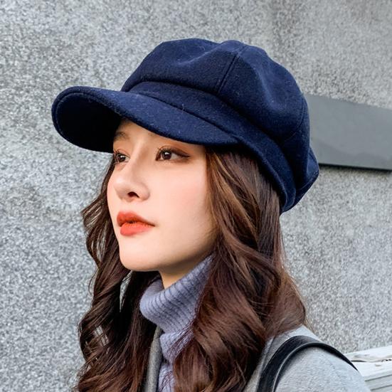 Beret Hats Exquisite Stitching Thick Woolen Casual All Match Decorative Winter Beret Caps for Women