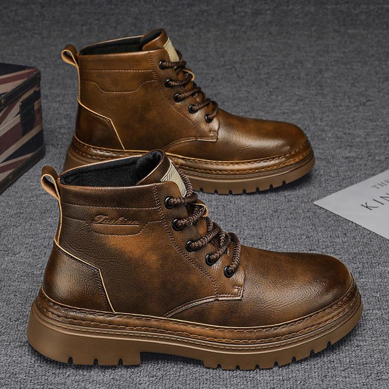 

Внешняя торговля 2025 года популярные интернет-знаменитости с теми же осенне-зимними новыми мужскими наружными ботинками Martin из коровьей кожи первого слоя 44 коричневый