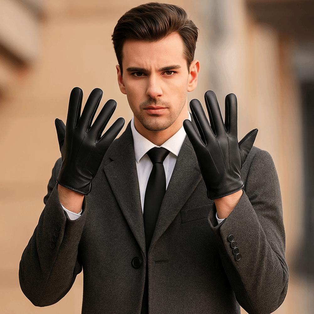 Cool Full Finger Mittens Punk PU Leather Gloves Simple Driving Gloves  Outdoor
