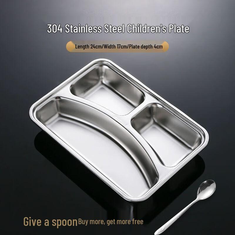 XuanKunPai Kids Cartoon 304 Stainless Steel Compartment Plate