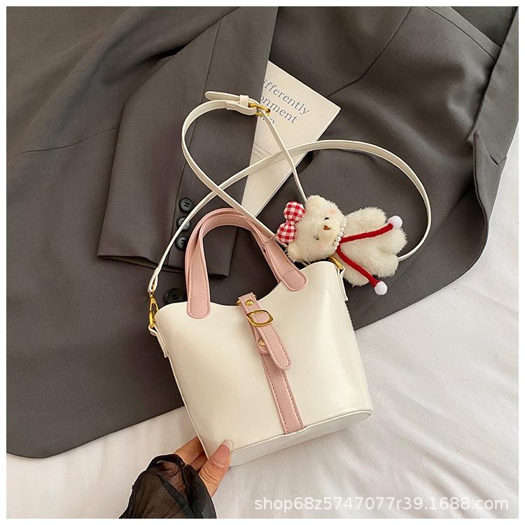 

High-end portable bucket bag 2025 new simple casual shoulder crossbody bag lychee vegetable basket bag белый