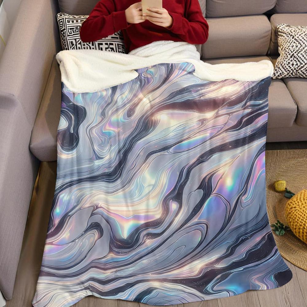 Iridescent Marble Swirl Flannel Blanket Warm Soft Halloween Christmas Couch Warm Cozy Decorative Decor Gift for All Season