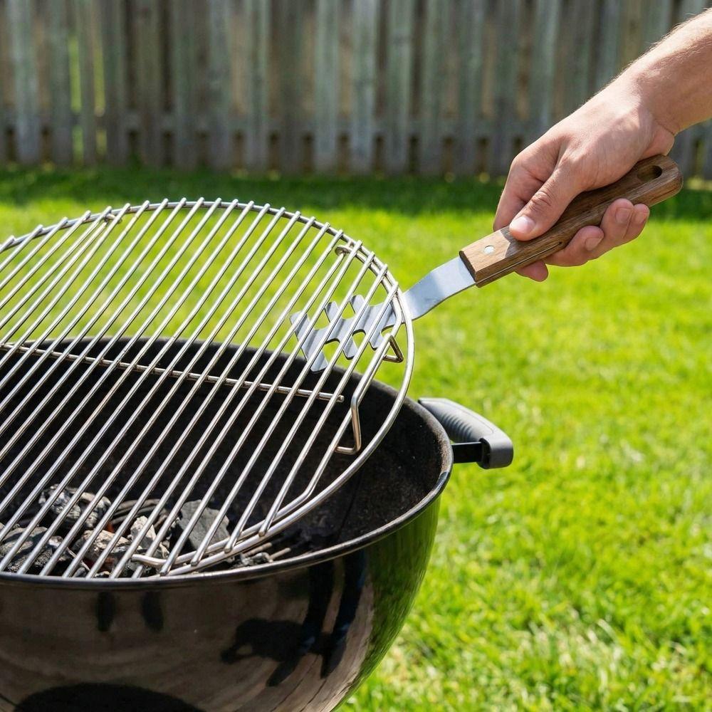Sollevatore per Griglia Resistente al Calore Acciaio Inossidabile Manico Lungo Estrattore per Griglia da Forno Antiscottatura Impugnatura Comoda Estrattore per Griglia da Forno