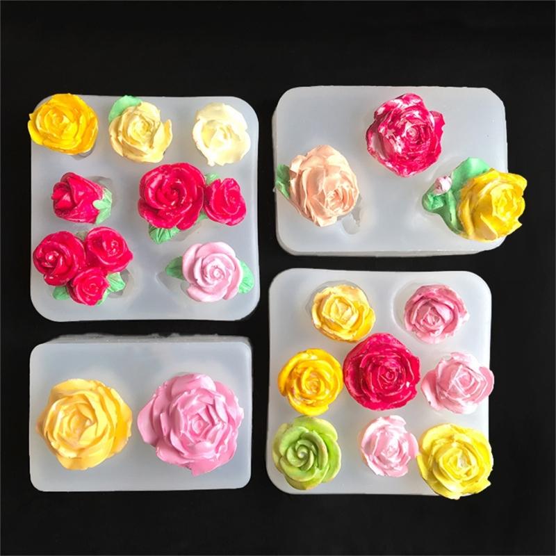 3D Rose Silicone Candle Molds for Epoxy Resin Candle Soap Fondant Chocolate Candy Baking Cement Clay Silicone Molds