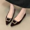 Retro Evening Wind Square Buckle Rhinestone Single Shoes Shallow Mouth Shoes French Shoes Autumn 2025 New One-pedal Temperament Women's Shoes